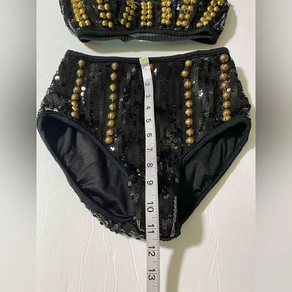 Glamour Dance solo dance costume mature sequin 5556 rocker goth 2 piece SA/MA